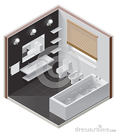 Vector isometric bathroom icon Vector Illustration