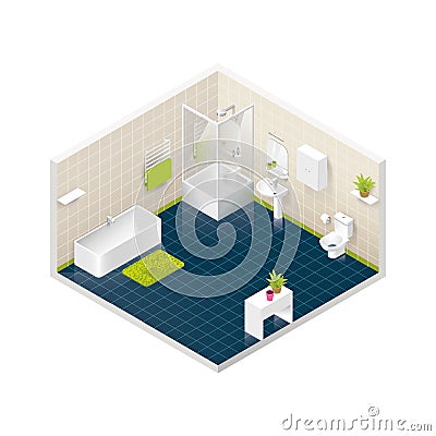 Vector isometric bathroom icon Vector Illustration