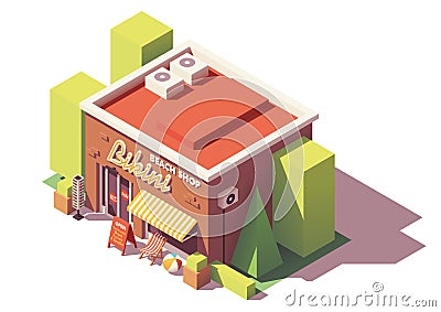 Vector isometric beach shop Vector Illustration