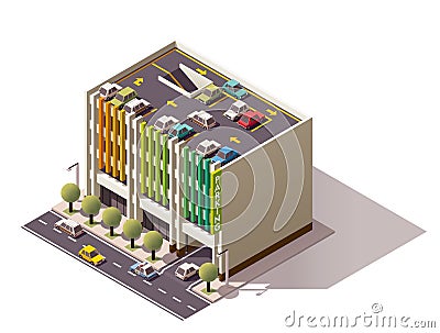 Vector isometric car park Vector Illustration