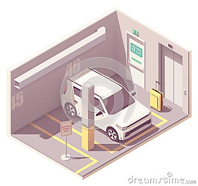 Vector isometric car parking garage Vector Illustration