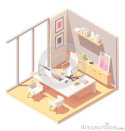 Vector isometric CEO office interior Vector Illustration