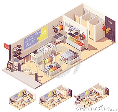 Vector isometric clothing store interior Vector Illustration
