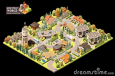 Vector isometric countryside map Vector Illustration