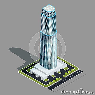 Vector isometric 3D illustration of modern urban building Vector Illustration