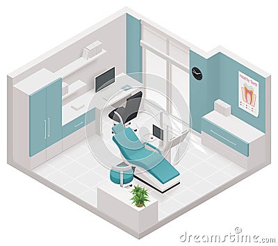 Vector isometric dental clinic icon Vector Illustration