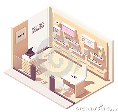 Vector isometric eyewear store Vector Illustration