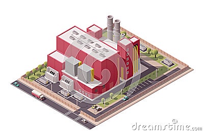 Vector isometric factory buildings icon Vector Illustration