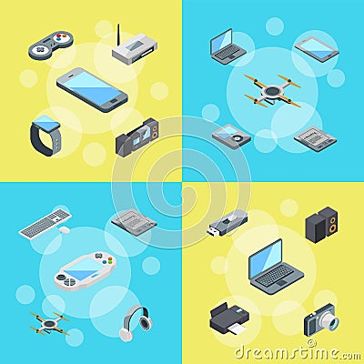 Vector isometric gadgets icons infographic concept illustration Vector Illustration