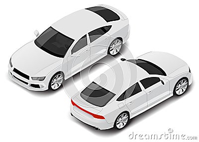 Vector isometric high quality sport sedan. Car icon Vector Illustration