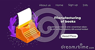 Vector isometric home page of manufacturing book. Vector Illustration