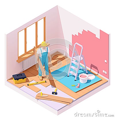 Vector isometric home renovation Vector Illustration