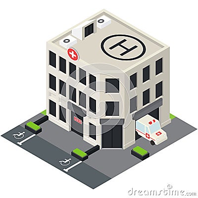 Vector isometric hospital building icon Vector Illustration