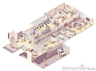 Vector isometric hotel interior Vector Illustration