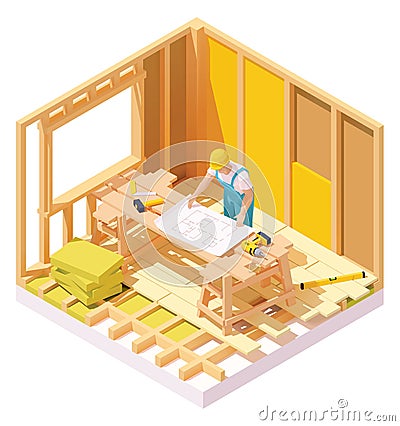 Vector isometric house construction Vector Illustration