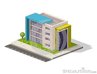 Vector isometric icon or infographic element representing low poly hospital building Vector Illustration