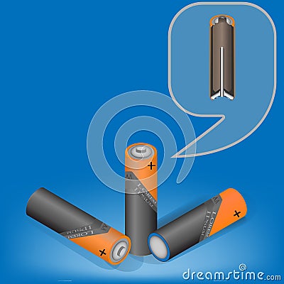 Vector isometric illustration of Alkaline Batteries. Vector Illustration