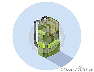 Vector isometric illustration of camping backpack Vector Illustration