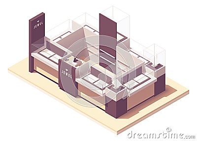 Vector isometric jewelry mall retail kiosk Vector Illustration