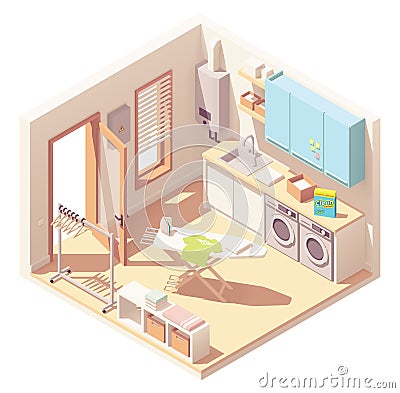 Vector isometric laundry room Vector Illustration