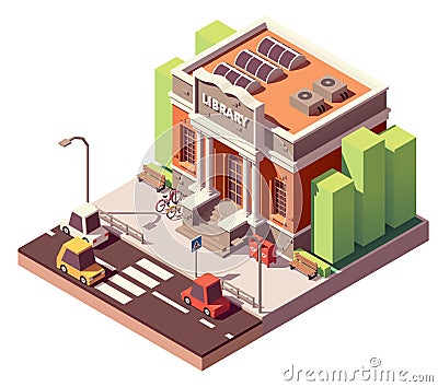 Vector isometric library building Vector Illustration