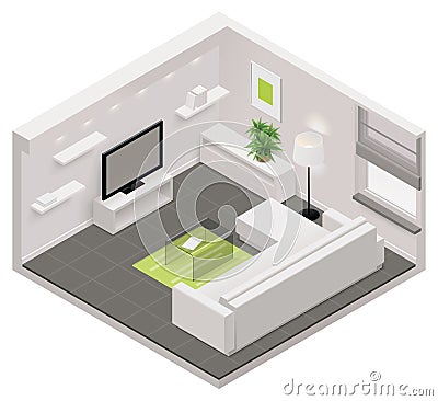 Vector isometric living room icon Vector Illustration