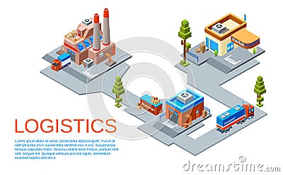 Vector isometric logistics transportation concept Vector Illustration