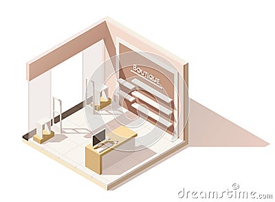 Vector isometric low poly boutique cutaway icon Vector Illustration