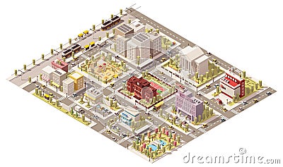 Vector isometric low poly city Vector Illustration