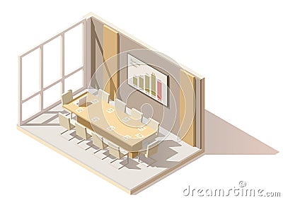 Vector isometric low poly office conference room Vector Illustration