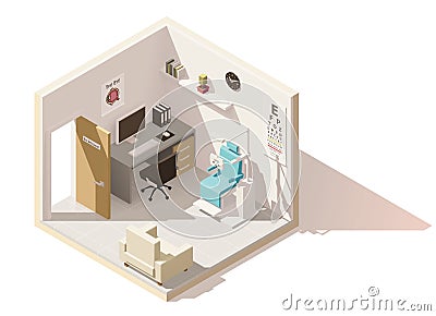 Vector isometric low poly ophthalmologist office Vector Illustration