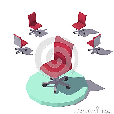 Vector isometric low poly Red Office Chair Vector Illustration