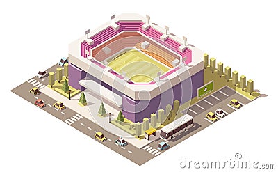 Vector isometric low poly soccer stadium Vector Illustration