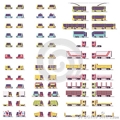 Vector isometric low poly transport set Vector Illustration