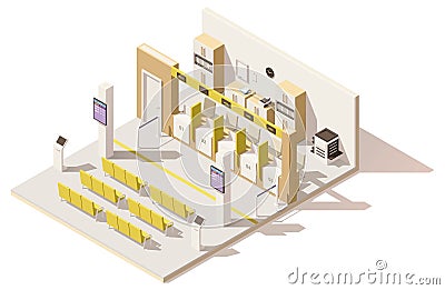 Vector isometric low poly visa application center Vector Illustration