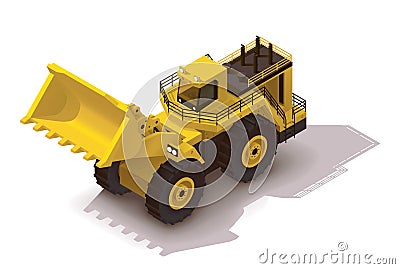 Vector isometric mining wheel loader Vector Illustration