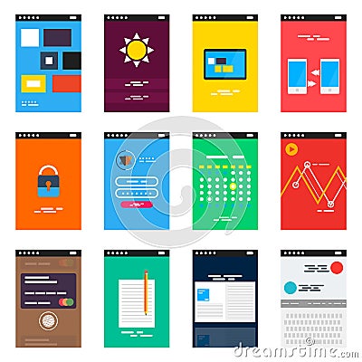 Vector isometric mobile app ui design concept Vector Illustration