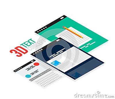 Vector isometric mobile app ui design concept Vector Illustration