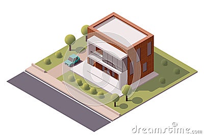 Vector isometric modern house Vector Illustration