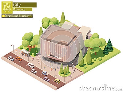 Vector isometric movie theater building Vector Illustration