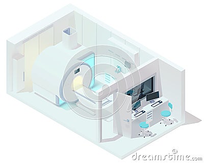 Vector isometric MRI and tomography room Vector Illustration