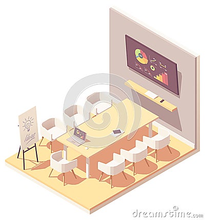 Vector isometric office meeting room interior Vector Illustration