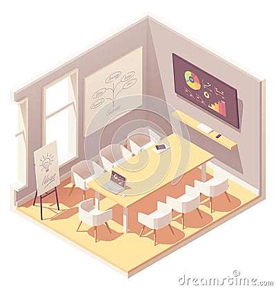 Vector isometric office conference room interior Vector Illustration