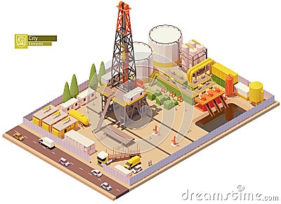 Vector isometric oil and gas land drilling rig Stock Photo