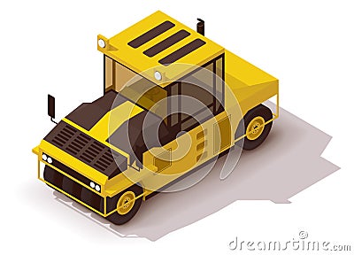 Vector isometric pneumatic road roller Vector Illustration