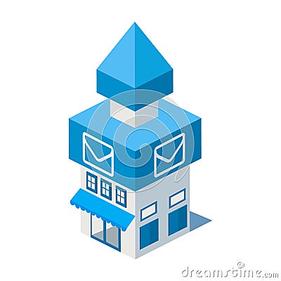 Vector isometric post office building icon Vector Illustration