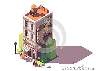 Vector isometric retro restaurant Vector Illustration