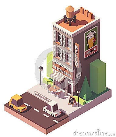 Vector isometric retro restaurant Vector Illustration