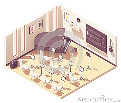 Vector isometric school music classroom Vector Illustration