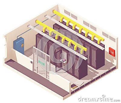 Vector isometric server room Vector Illustration